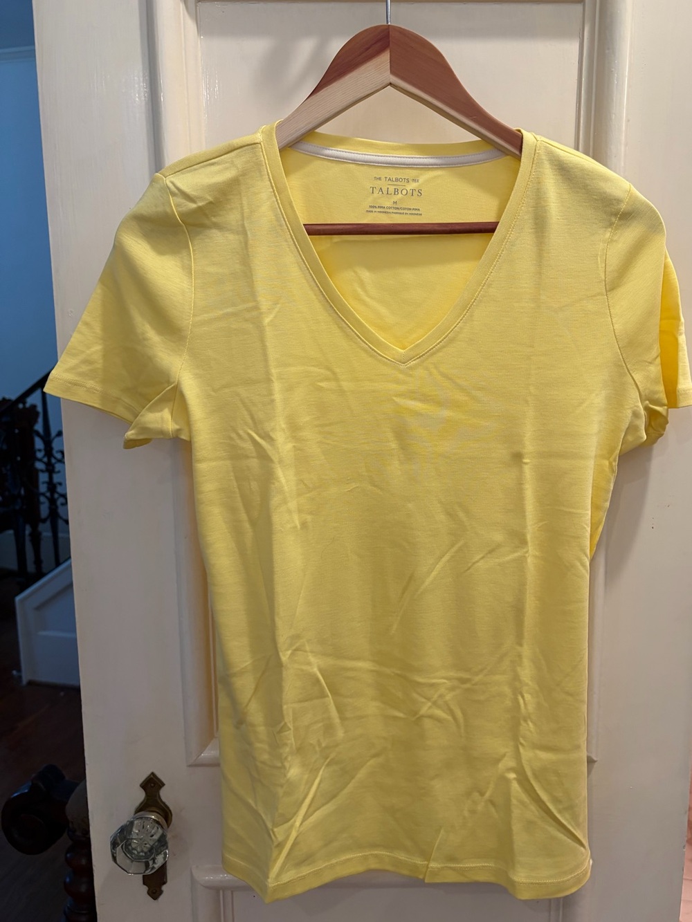 Talbots Yellow V-Neck Cotton Tee